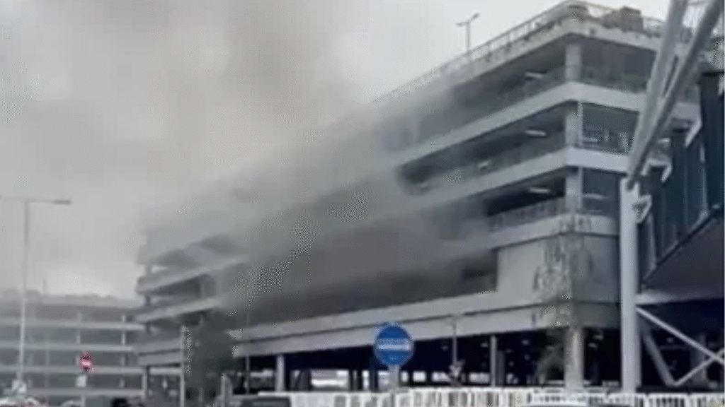 Vehicle Destroyed by Fire in Car Park at Heathrow Airport